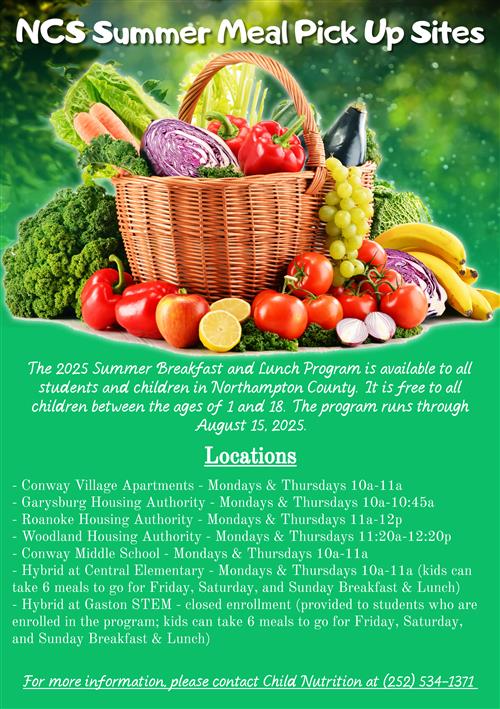 Summer Meals 2025 Schedule